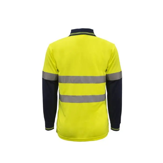 Picture of WorkCraft, Hi Vis Two Tone Long Sleeve Micromesh Polo, Pocket, CSR Reflective Tape